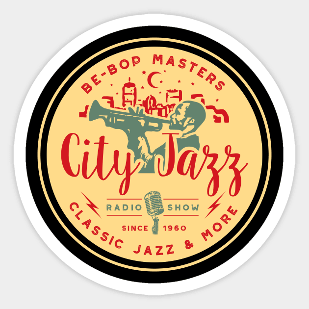 Vintage Jazz Radio Show Emblem Sticker by jazzworldquest